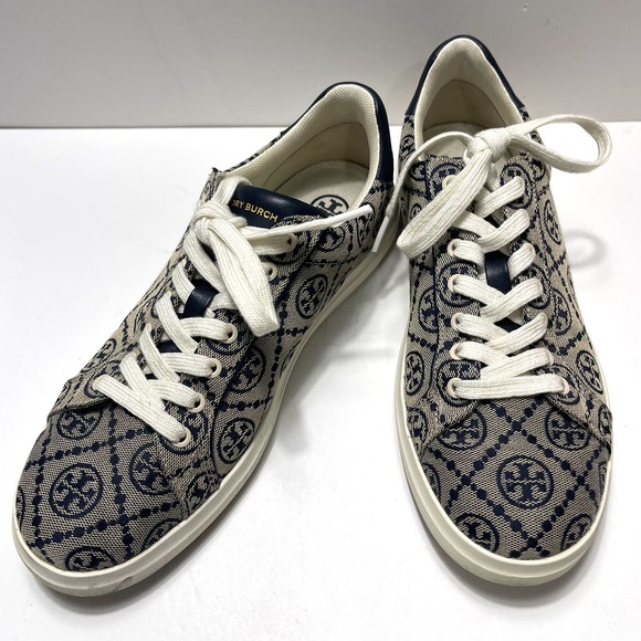 TORY BURCH T Monogram Logo Howell Court Sneakers in Perfect Navy Size 9 - Picture 4 of 16